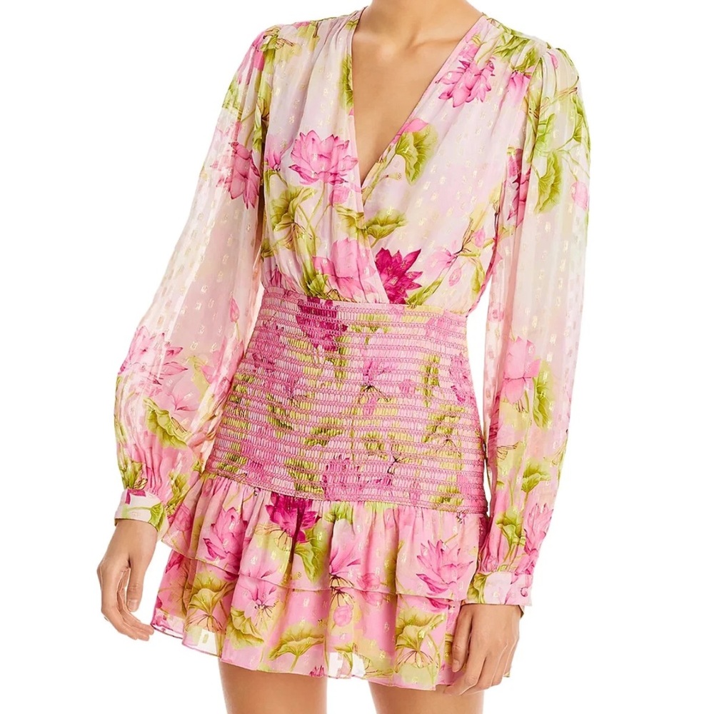 Rococo Sand Ren Mini Dress Lotus Pink Floral Size Small S